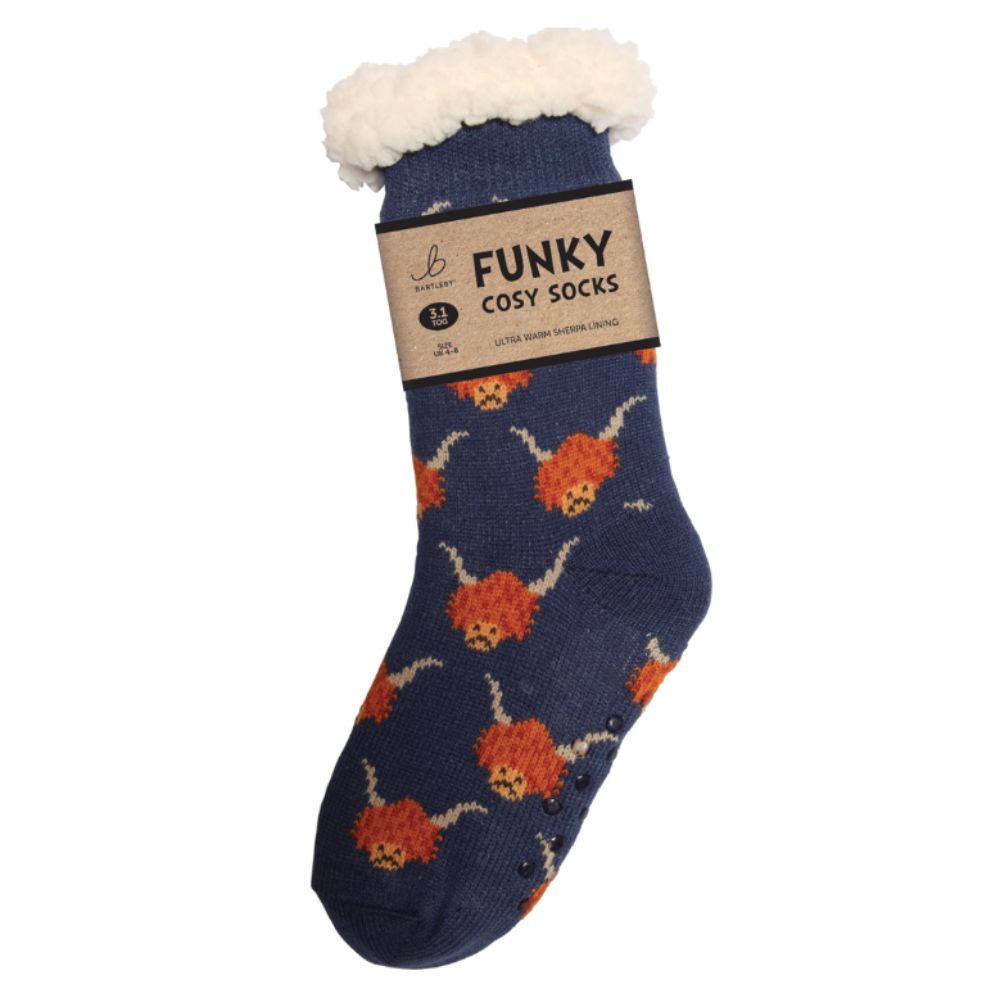 Bartleby Ladies Highland Cow Sherpa Socks