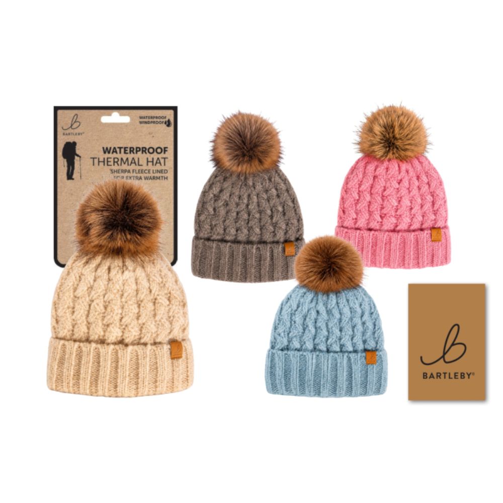 Bartleby Ladies Waterproof Bobble Hat, Brushed (Choice of 4)