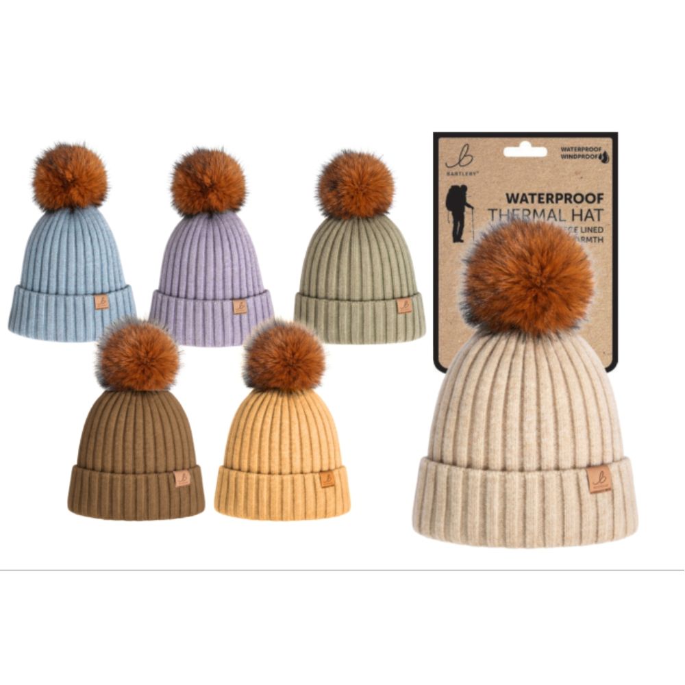 Bartleby Ladies Waterproof Bobble Hat, Deluxe (Choice of 6)