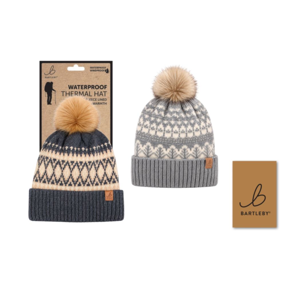 Bartleby Ladies Waterproof Bobble Hat, Nordic (Choice of 2)