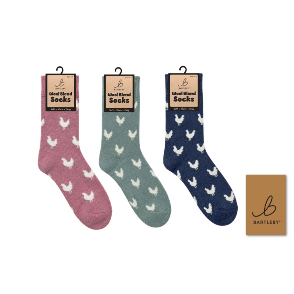 Bartleby Ladies Wool Blend Socks - Chickens (Choice of 3)