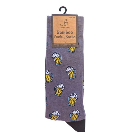 Bartleby Men's Beer Party Funky Bamboo Socks - Size 7-11 - Old Railway Line Garden Centre