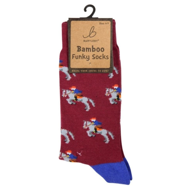 Bartleby Men's Horse & Rider Funky Bamboo Socks - Size 4-7 - Old Railway Line Garden Centre