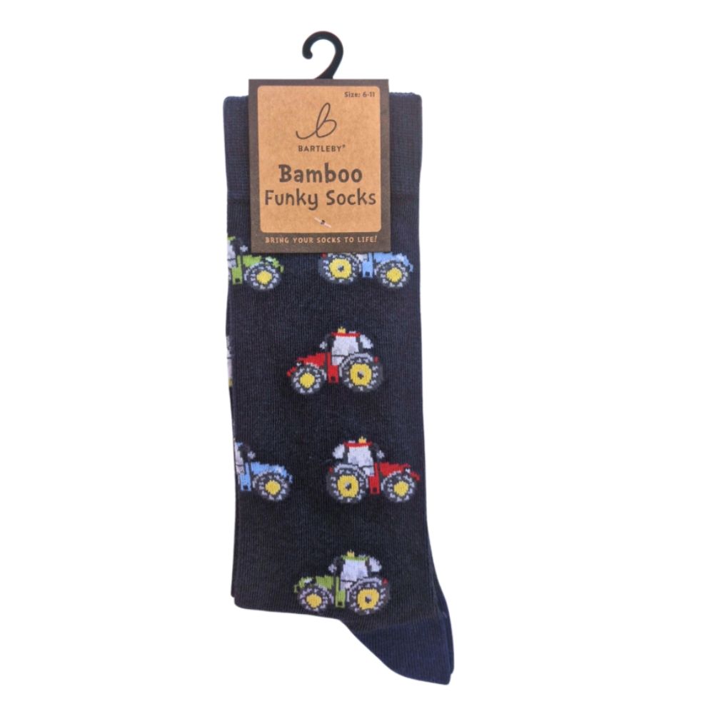 Bartleby Men's Modern Tractor Funky Bamboo Socks - Size 7-11