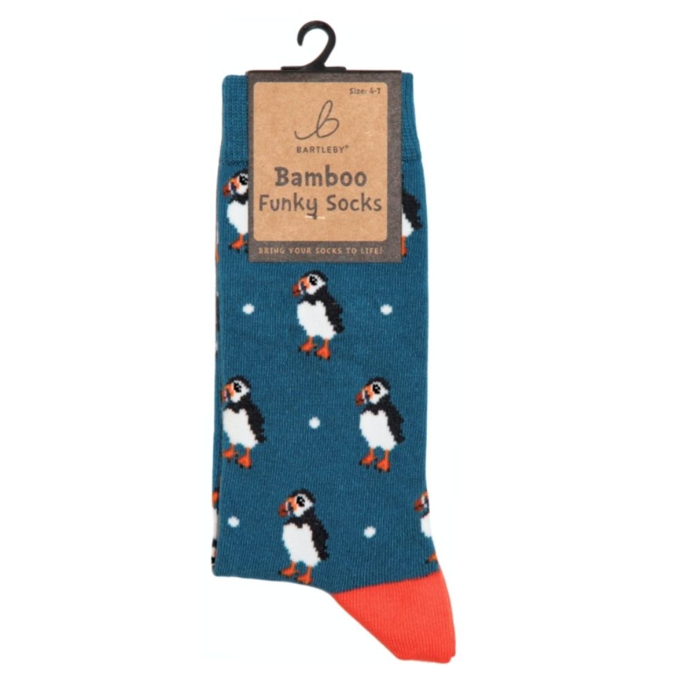 Bartleby Men's Puffy Puffin Funky Bamboo Socks - Size 7-11