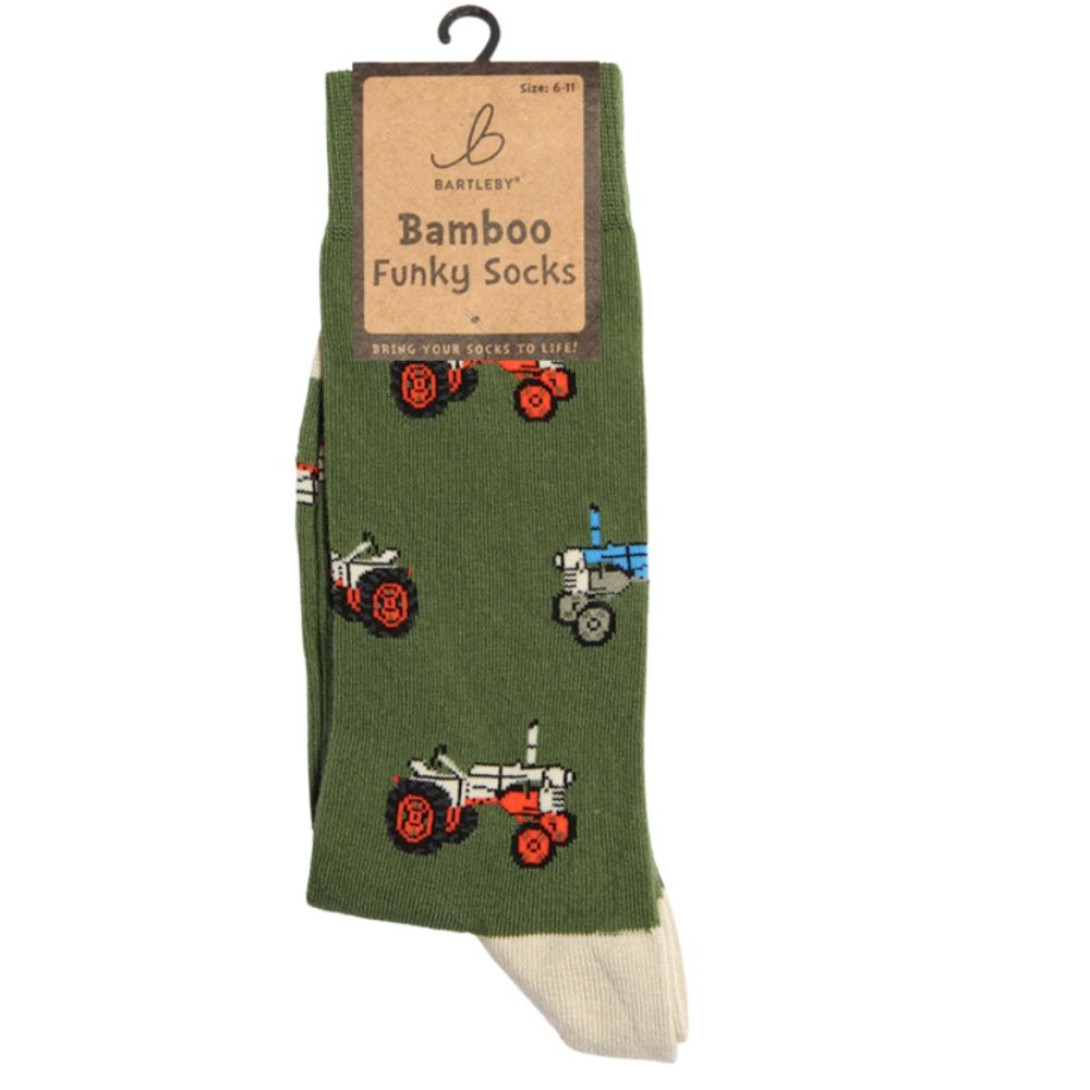 Bartleby Men's Retro Tractor Funky Bamboo Socks - Size 6-11