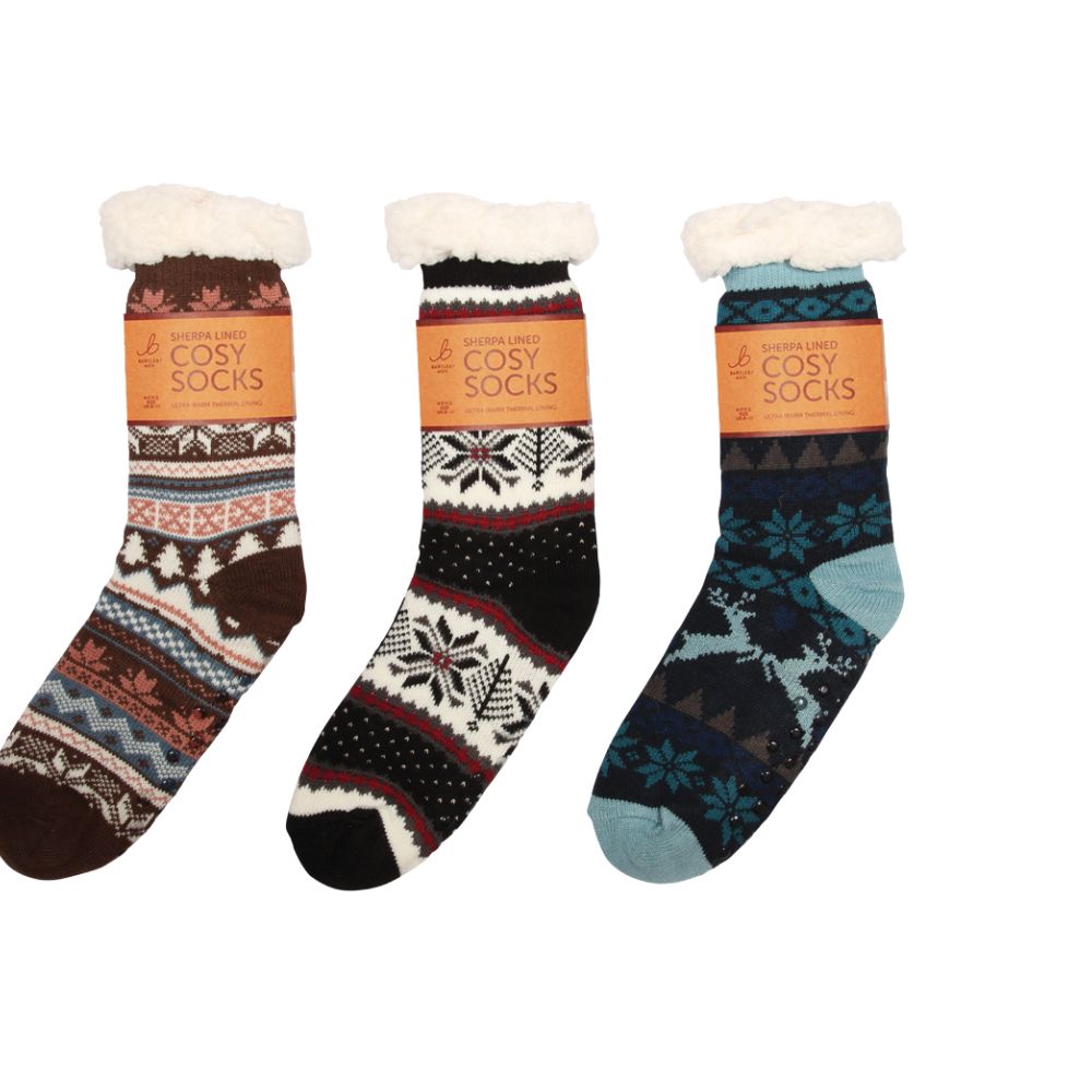 Bartleby Mens Sherpa Lined Socks Size 6-11 (Choice of 3)
