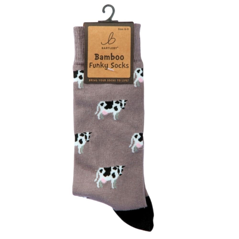 Bartleby Men's Standing Cow Funky Bamboo Socks - Size 6-11