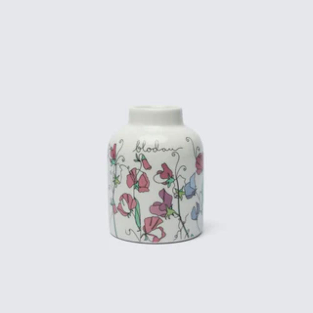 Belly Button 'Blodau' Welsh Sweetpeas Ceramic Vase