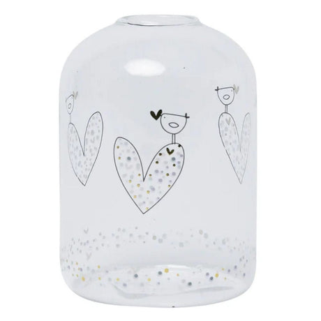 Belly Button Confetti Heart & Bird Glass Bud Vase - Old Railway Line Garden Centre