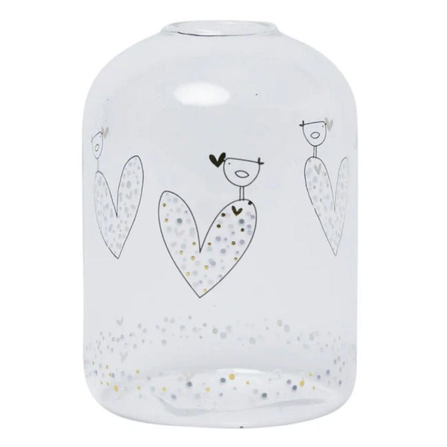 Belly Button Confetti Heart & Bird Glass Bud Vase - Old Railway Line Garden Centre