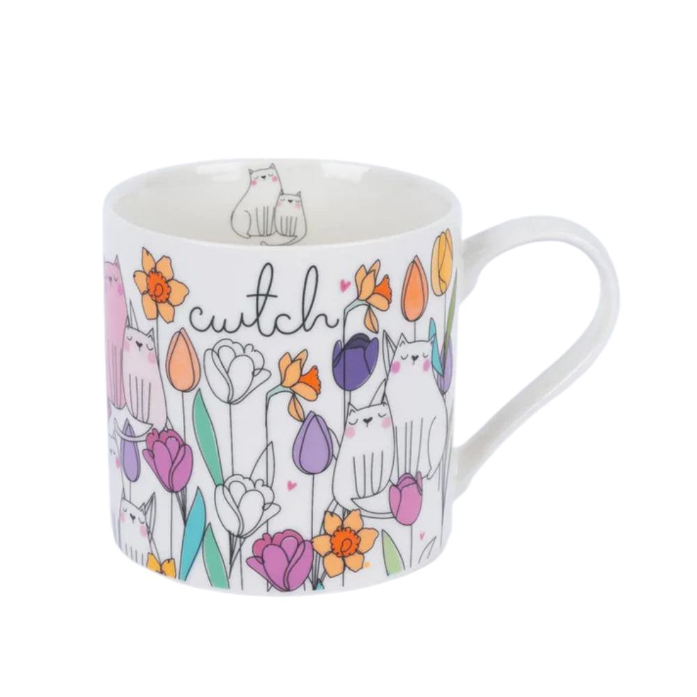 Belly Button Cwtch Cats And Flowers Bone China Mug
