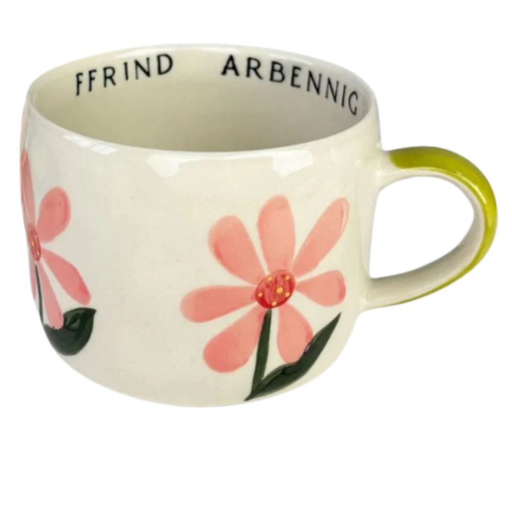 Belly Button Ffrind Arbennig Mug - Pink Daisy