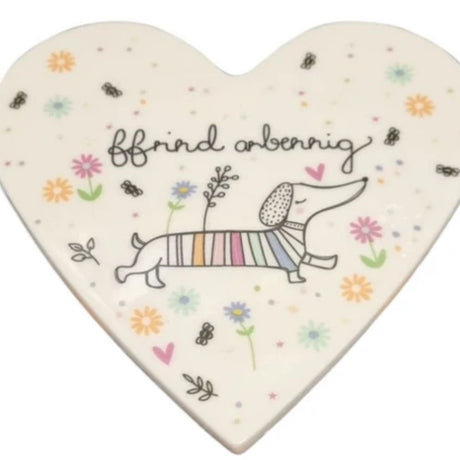 Belly Button 'Ffrind Arbennig' Porcelain Heart Coaster - Old Railway Line Garden Centre