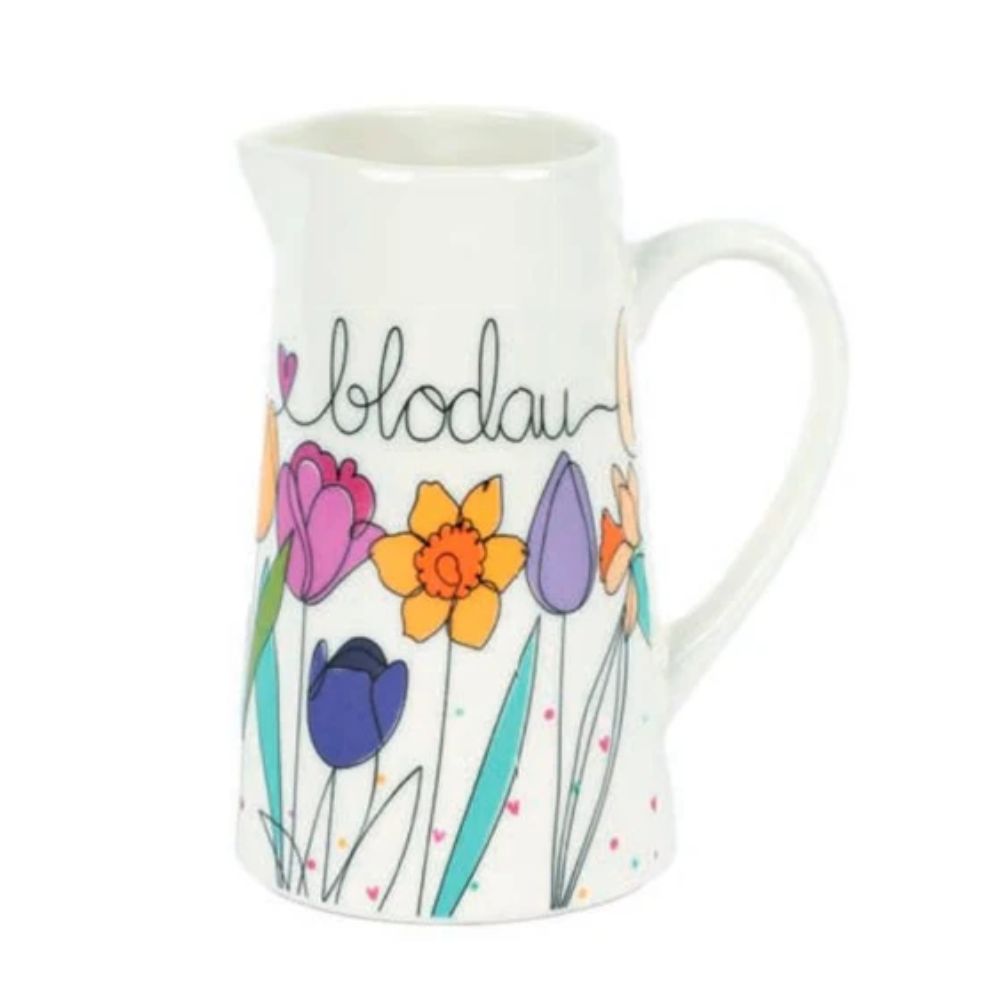 Belly Button Medium Jug 'Bloudau' Daffodils & Tulips