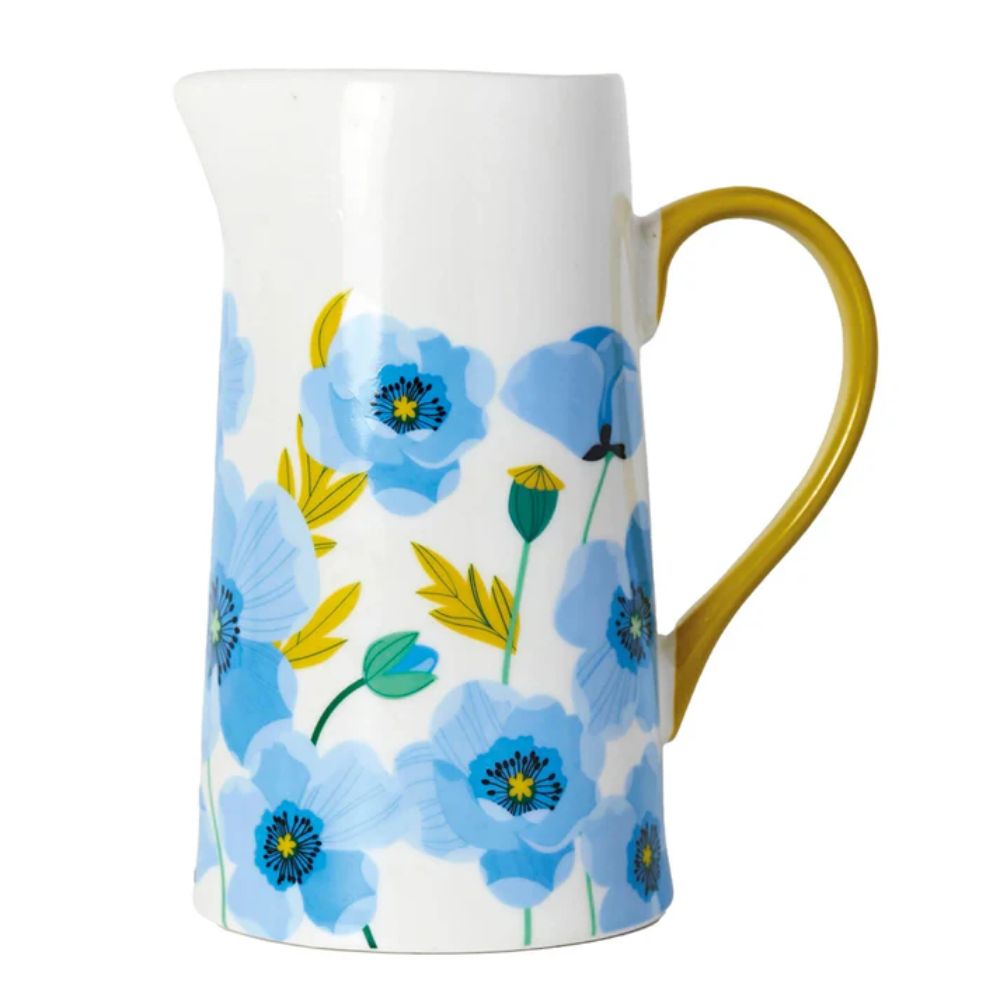 Belly Button Poppy Flower Ceramic XL Jug - Blue