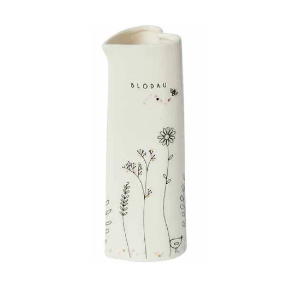 Belly Button Tall 'Blodau' Heart Shaped Vase Wildflowers