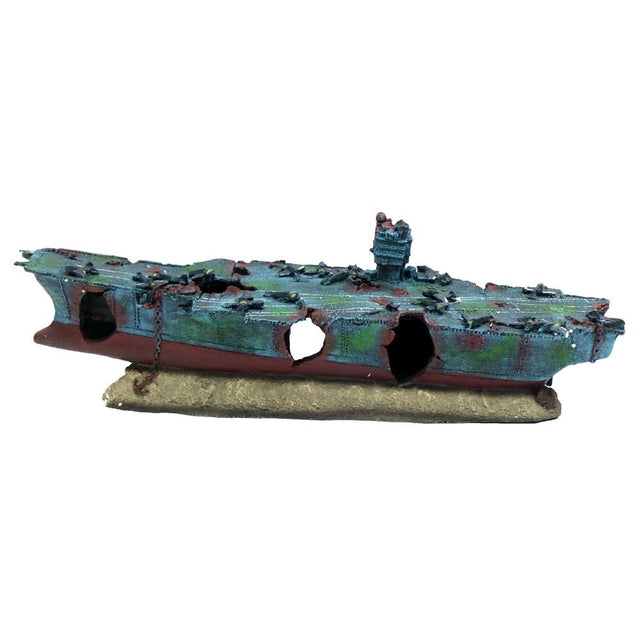Betta 67cm Aircraft Carrier Ruin Aquarium Ornament - Old Railway Line Garden Centre