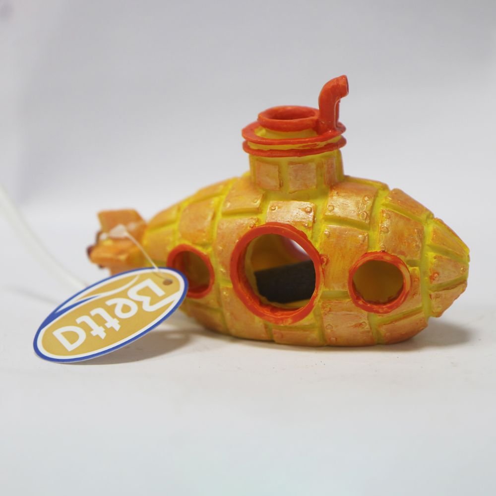 Betta 8.5cm Air Action Yellow Submarine Aquarium Ornament - Old Railway Line Garden Centre