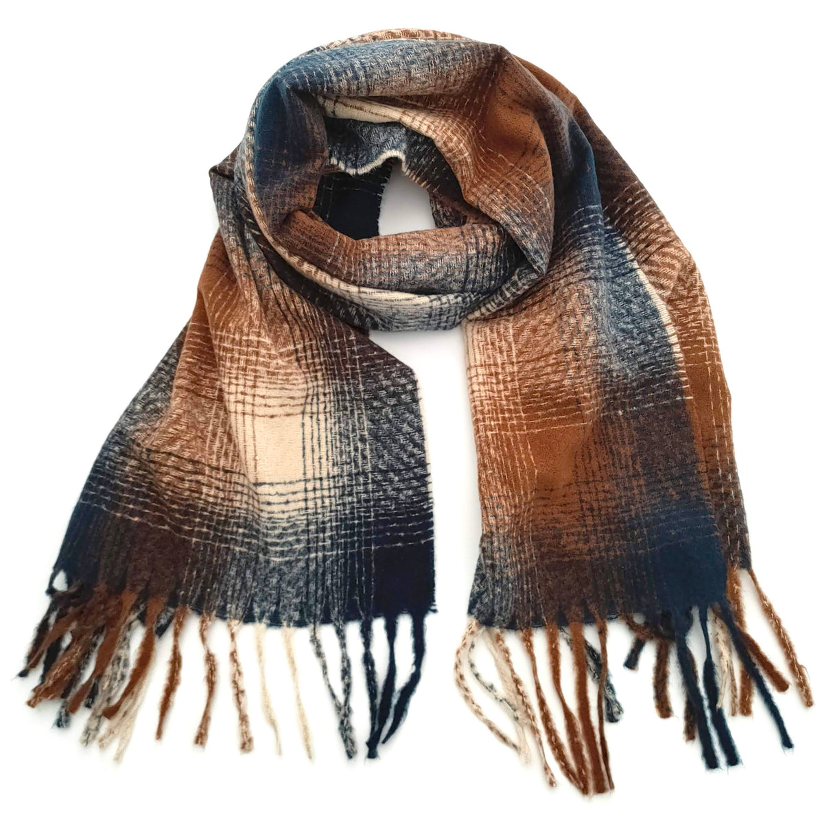 Black Ginger 180cm Belen Check Scarf - Copper