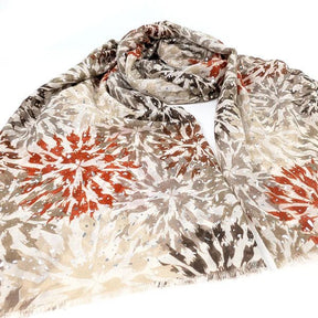 Black Ginger 180cm Flower Burst Scarf - Natural - Old Railway Line Garden Centre