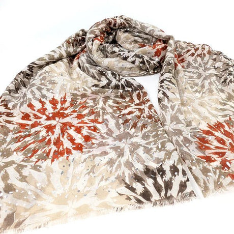 Black Ginger 180cm Flower Burst Scarf - Natural - Old Railway Line Garden Centre