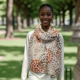 Black Ginger 180cm Flower Burst Scarf - Natural - Old Railway Line Garden Centre