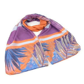Black Ginger 180cm Tropical Block Colour Scarf - Purple - Old Railway Line Garden Centre