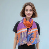 Black Ginger 180cm Tropical Block Colour Scarf - Purple - Old Railway Line Garden Centre