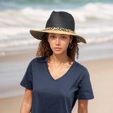 Black Ginger 57cm Two Tone Panama Foldable Hat - Black/Natural - Old Railway Line Garden Centre