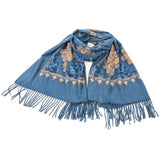 Black Ginger Acotz - Embroidery Pashmina Style Scarf (70x180cm) - Teal