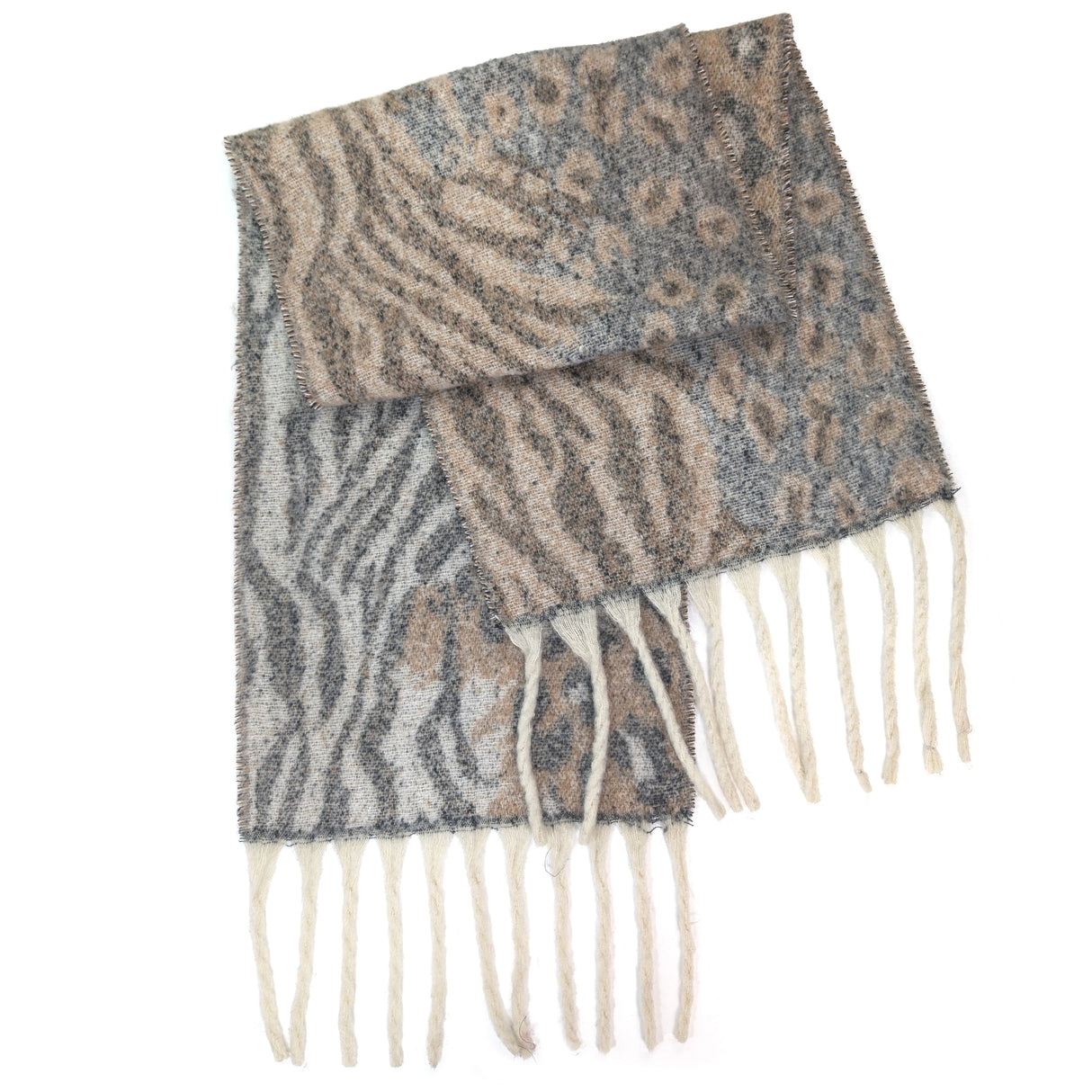 Black Ginger Alila Extra Thick Animal Print Scarf - Latte