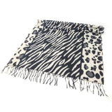 Black Ginger Arbonne - Animal Print Soft Scarf (70x180cm) - Black/White