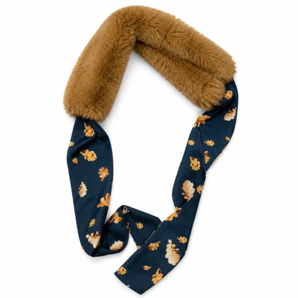 Black Ginger Bela Bela - Faux Fur Collar with Scarf Tie - Gold Leaf (Exclusive Design)