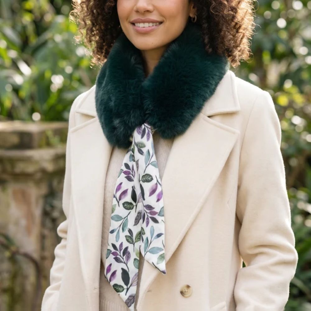 Black Ginger Bela Bela - Faux Fur Collar with Scarf Tie - Love Them and Leaf Them (Exclusive Design)