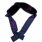 Black Ginger Bela Bela - Faux Fur Collar with Scarf Tie - Pink Polka Dot (Exclusive Design)