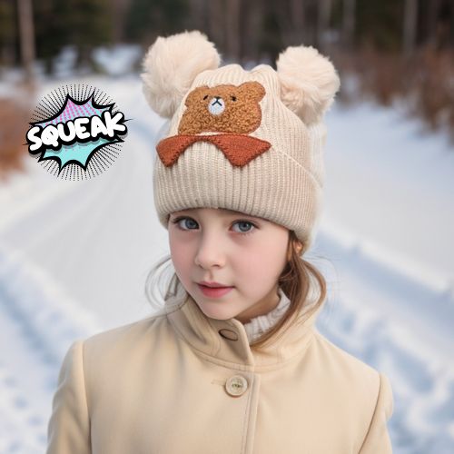 Black Ginger Benjy Bear Children's Hat - Cream