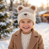 Black Ginger Bertie the Bear Hat (1-4yrs) - Cream