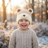 Black Ginger Bertie the Bear Hat (1-4yrs) - Cream