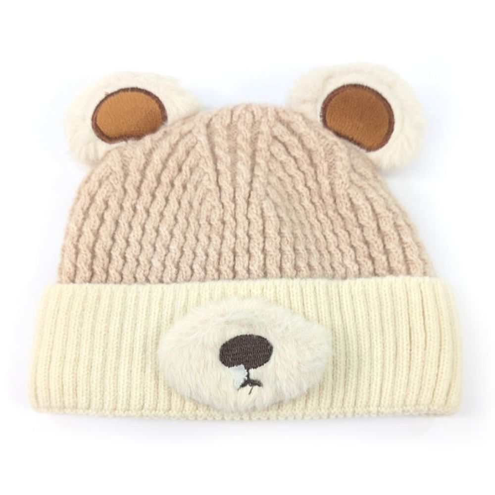 Black Ginger Bertie the Bear Hat (1-4yrs) - Cream
