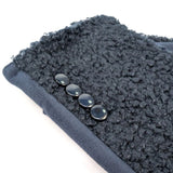 Black Ginger Buttoned Teddy Bear Gloves - Navy Blue