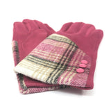 Black Ginger Check Plaid Bright Gloves - Pink