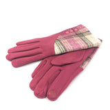 Black Ginger Check Plaid Bright Gloves - Pink