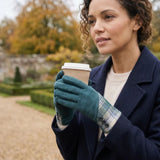 Black Ginger Check Plaid Bright Gloves - Teal