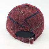 Black Ginger Check Wool Style Cap - Burgundy Red