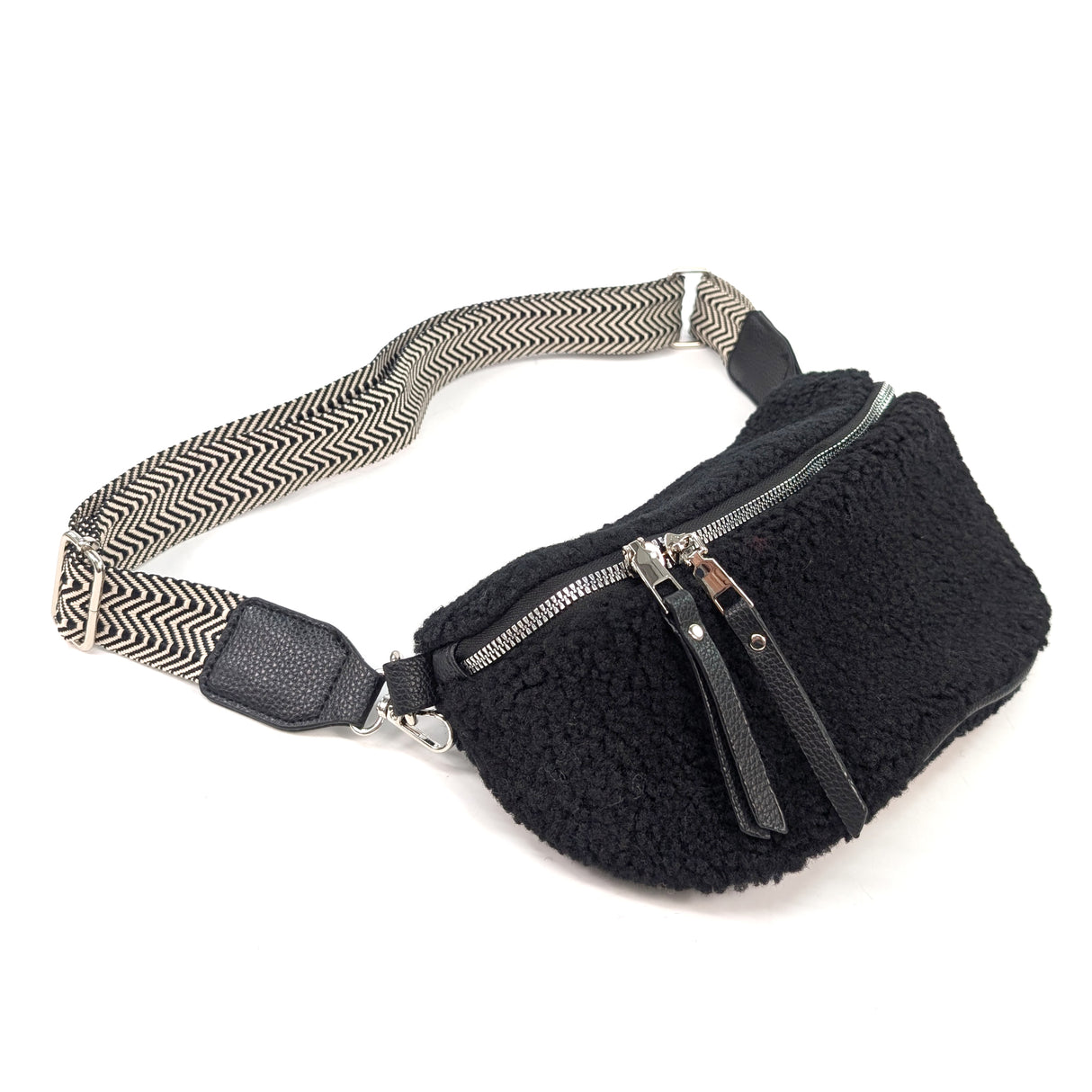 Black Ginger Crossbody Teddy Bear Sling Bag - Black