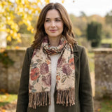 Black Ginger Dorrea - Vintage Roses Sparkling Scarf (70x180cm) - Cream