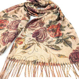 Black Ginger Dorrea - Vintage Roses Sparkling Scarf (70x180cm) - Cream