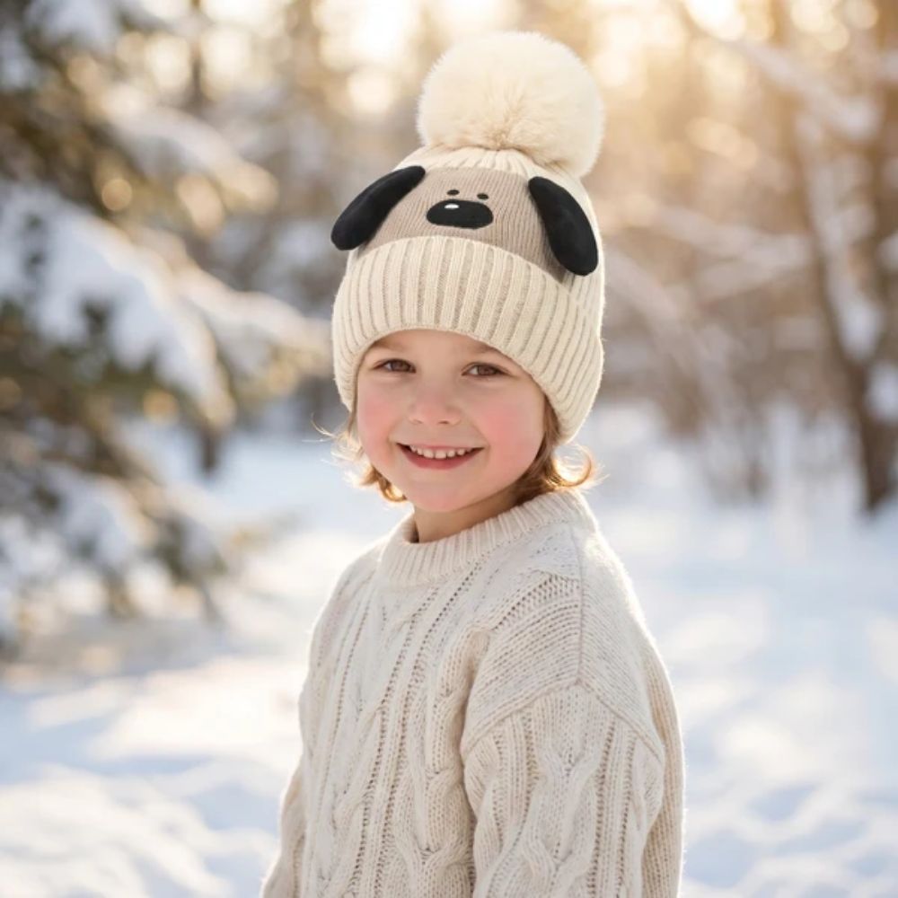 Black Ginger Drew the Dog Hat (4-8yrs) - Cream