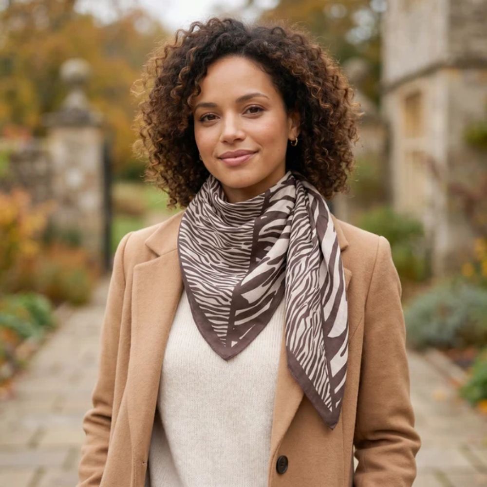 Black Ginger Erreka - Soft Square Scarf (90x90cm) - Chocolate Animal Print